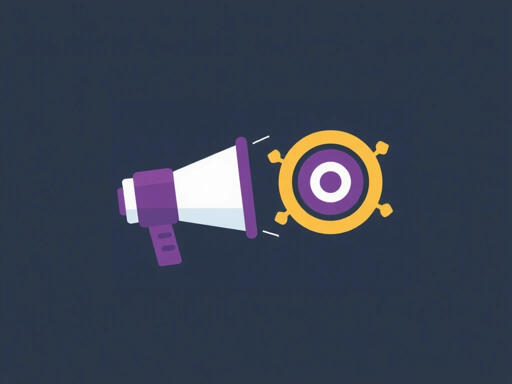 Icono de un altavoz con símbolos de dinero y objetivos, representando publicidad dirigida.