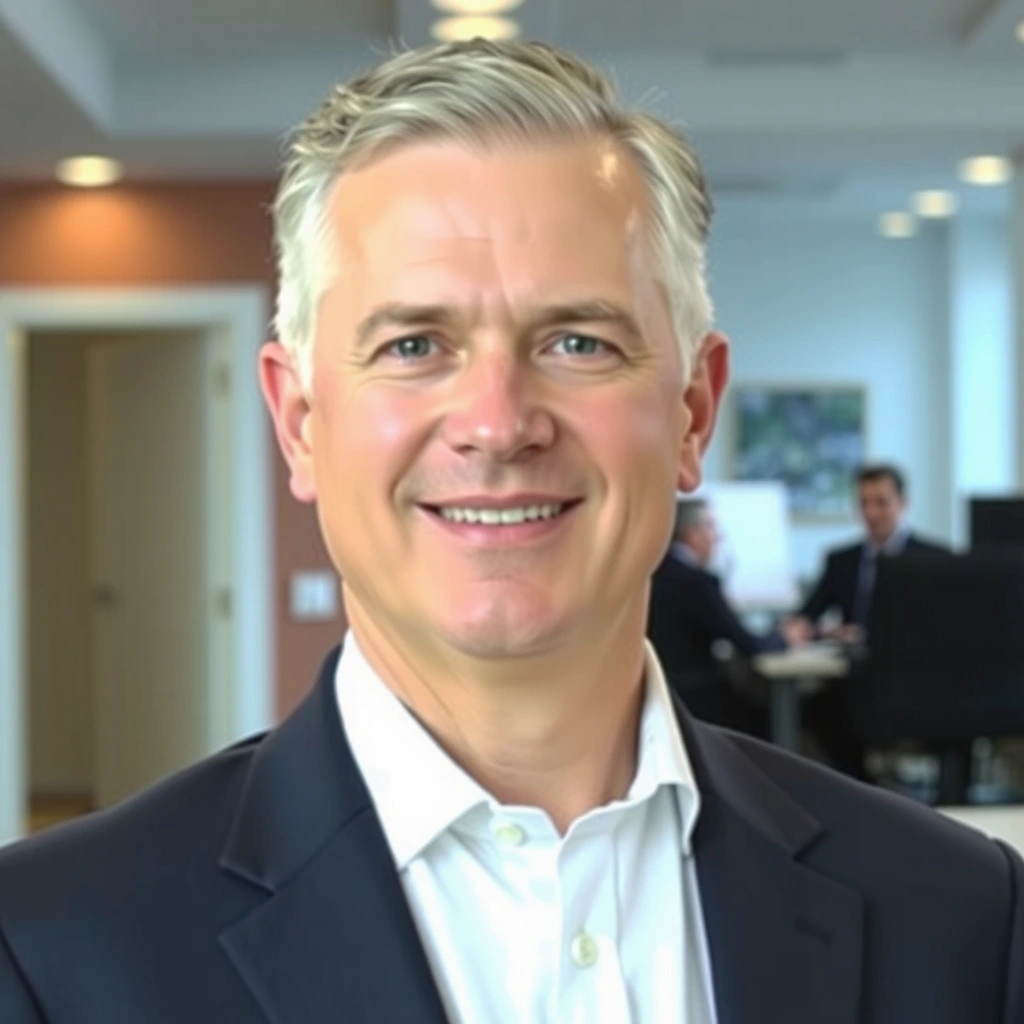 Retrato de Juan P., un hombre de mediana edad con una expresión confiada y saludable