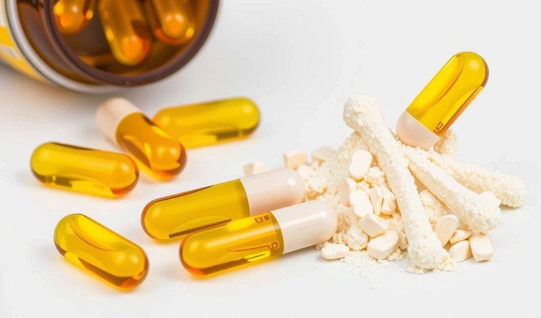 Colágeno y glucosamina en polvo o cápsulas, para huesos y articulaciones